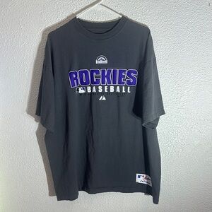 Majestic Rockies Baseball Shirt - Black and Purple